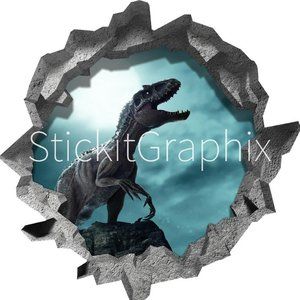 Hole In the Wall INDORAPTOR 3D Wall Decal Dinosaur Removable Vinyl Wall Sticker